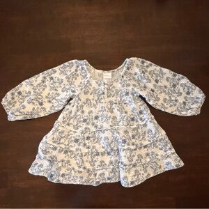 Disney Frozen Blue and White Floral Kids Casual Dress